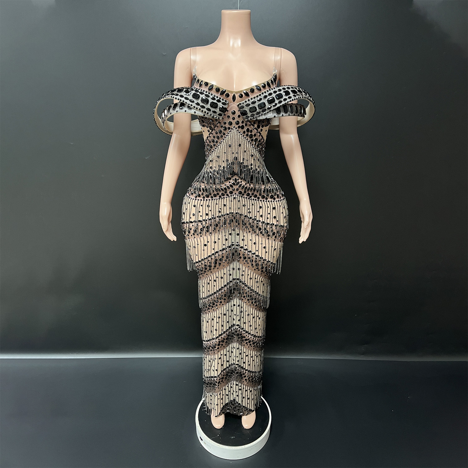 In Stock Black Reception Dress Pearls & Beads Embellishment | Alibaba.com