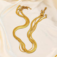 Diseño caliente Envío rápido 18K Chapado en oro Cadena de espiga básica Acero inoxidable Cadena de serpiente plana Collar de mujer Joyería