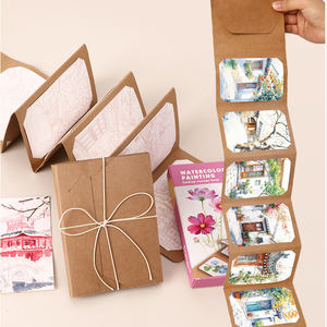 Personalizable colorido dibujo acuarela pintura órgano acordeón plegable página pintura arte conjunto con pincel DIY pintura conjunto - Product Image 2