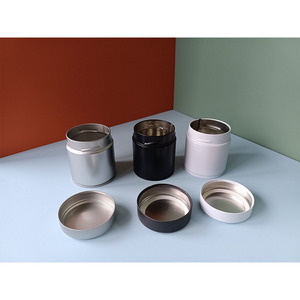 Commercio all'ingrosso personalizzato goffrato rotondo Matcha in polvere scatola di latta bianco <span class=keywords><strong>nero</strong></span> argento chicco di caffè cibo ermetico barattolo di latta con coperchio - Product Image 5