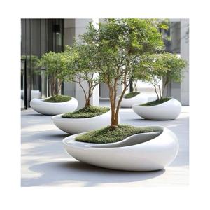 Große <span class=keywords><strong>Outdoor</strong></span>-Baumpflanzbank aus Langlebigem Fiberglas, Umweltfreundlich, Leichtgewichtig, mit Drainageloch, Lackierte Oberfläche, für Zuhause, Gärtnerei, Einkaufen - Product Image 1