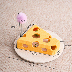 Creative Eco-Friendly Felt Cheese <strong>Cat</strong> <strong>Toy</strong> Modern Self-Entertainment Gadget with Bell Ball and Kitten <strong>Toy</strong> <strong>Box</strong> - Product Image 3