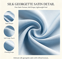 Costume en satin de georgette 100% soie pour robe, jupe, chemise pour femme