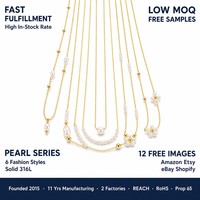WANQI Nouveauté Collier Unisexe en Acier Inoxydable Anti-ternissement avec Breloque Fleur Perle Plaqué Or Bijoux Tendance pour Femme
