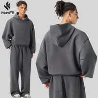 Ensemble streetwear en polyester et coton HONFIT, coupe ample et lourde, sweat-shirts et pantalons de survêtement pour hommes, logo personnalisé, ensembles surdimensionnés pour hommes