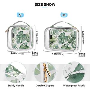 Ensemble de 2 trousses de toilette transparentes avec poignée - Pochette cosmétique transparente imperméable pour les voyages, organiseur de maquillage à emporter - Product Image 4