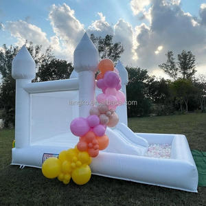 Castillo Inflable Blanco, Casa <span class=keywords><strong>de</strong></span> Brinco Inflable, Castillo Inflable para Interiores y Exteriores con Tobogán y Piscina <span class=keywords><strong>de</strong></span> Pelotas - Product Image 2