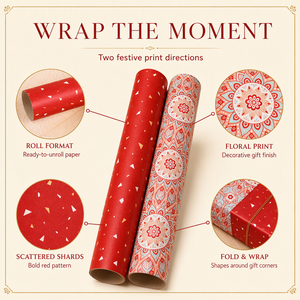 กระดาษห่อของขวัญตรุษจีนลายดอกไม้สีแดงทองแบบกำหนดเอง - Product Image 3