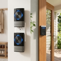 Meilleure sonnette de porte sans fil pour appartement, alimentation autonome, portée 150m, étanche, sans pile, bouton-poussoir
