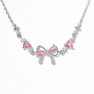 Nuovo Braccialetto con Zirconi <span class=keywords><strong>Rosa</strong></span>, Grazioso <span class=keywords><strong>Bracciale</strong></span> con Cuore in Zirconi, Regalo di San Valentino in <span class=keywords><strong>Oro</strong></span> e Argento, Gioiello Charm con Fiocco per Donne - Product Image 4
