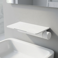 Robinet de lavabo cascade gris anthracite Weihao avec étagère, mitigeur eau chaude/froide, commande à bouton unique, fixation murale encastrée pour salle de bain