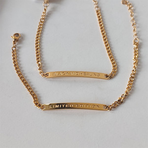 Bracciale a barra personalizzato in acciaio inossidabile con incisione, regalo, barra vuota, bracciale con citazione ispiratrice, placcato oro - Product Image 2