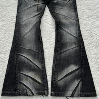 Jeans vintage personnalisés délavés à l'acide pour hommes, denim brut, coupe ample, bootcut, évasé, fuselé, pantalon d'hiver foncé, jean cargo, fabricants