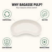 Plateau alimentaire jetable en bagasse de canne à sucre, compostable, biodégradable et écologique, en forme de croissant, pour la restauration de sushis