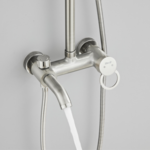 Ensemble de douche mural extérieur en laiton et céramique pour hôtel et appartement, avec pommeau de douche pluie à jet doux et mitigeur 3 voies - Product Image 5