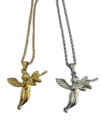 Collier tendance avec pendentif ange en acier inoxydable plaqué or et argent, chaîne torsadée, bijoux punk pour hommes