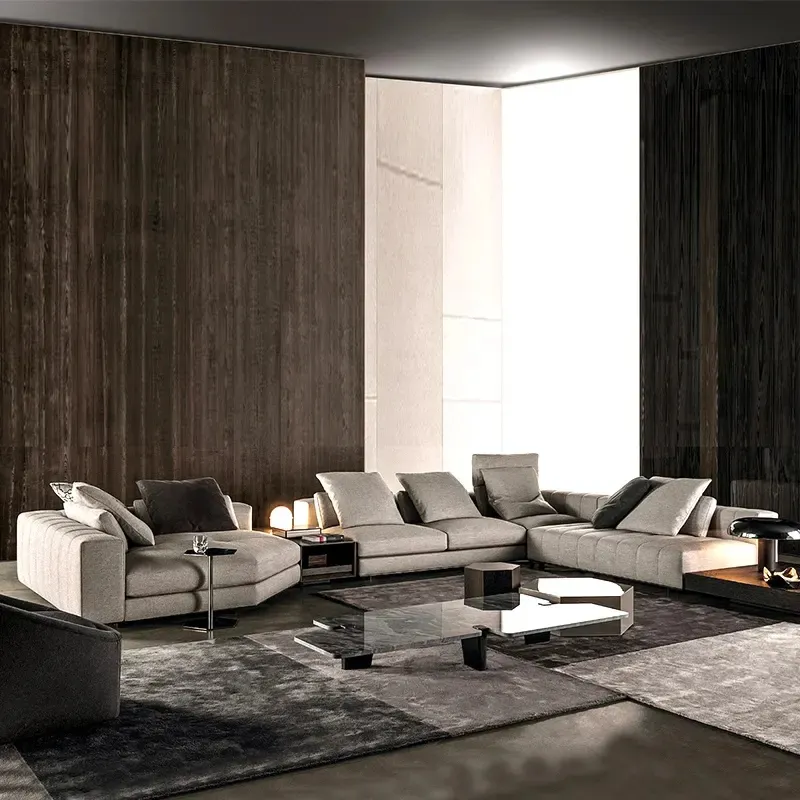 Canapé villa de luxe italien mobilier modulaire turc canapé modulaire chesterfield en cuir meuble salon sectionnel