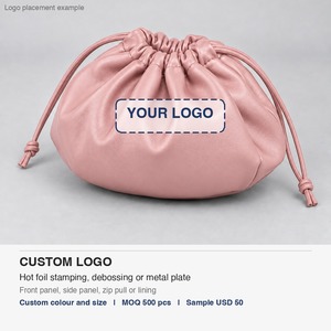 Makeup <b>Bag</b> Vegan Leather Drawstring Flat Lay Cosmetic Pouch Opens into 45cm Mat PVC Free Custom Logo - Product Image 4