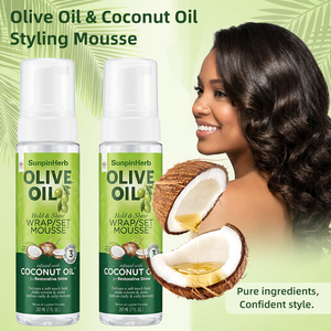 Kit de soin capillaire à l'huile d'olive et de noix de coco bio : Mousse coiffante à tenue forte, ajoute brillance et volume, définit les boucles, résistant à l'humidité - Product Image 4