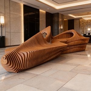 เก้าอี้พักผ่อนไม้ทรงหลายเหลี่ยม Y509 สำหรับกลางแจ้ง ดีไซน์ทันสมัยแบบหลายชั้น เหมาะสำหรับพักผ่อน รอคิว ใช้ได้ในโรงแรม สวน และลานบ้าน - Product Image 2