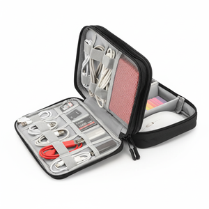 กระเป๋าเก็บของดิจิทัลโลโก้แบบกำหนดเอง หนังไมโครไฟเบอร์สังเคราะห์ ปิดด้วยซิป พกพาสะดวก สำหรับอุปกรณ์เสริมแบตเตอรี่โทรศัพท์มือถือ - Product Image 1