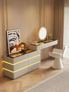 Bedroom <b>Solid</b> <b>Wood</b> Dressing Table with led light Chest of Drawer Modern Multifunctional vanity <b>desk</b> - Product Image 3