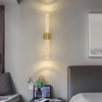 Applique murale LED double tête 14W moderne avec bulles de cristal, éclairage mural haut et bas pour chambre à coucher, salon, couloir, éclairage d'ambiance