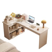 Bureau d'angle en L avec étagère intégrée et tiroir, en bois extra épais, idéal pour ordinateur, maison, étudiant, chambre, bureau