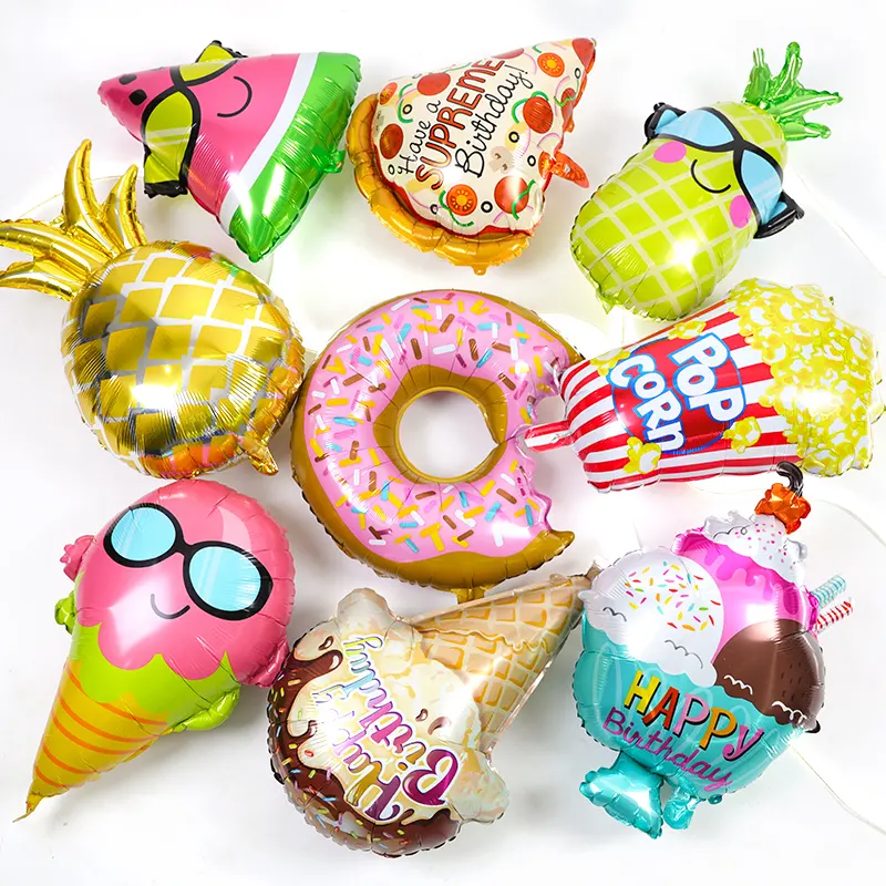 ht balloons food series green/pink donuts shaped kids birthday party decoration cartoon foil balloon