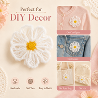 Patch de fleur au crochet fait main, applique brodée marguerite blanche pour vêtements, sacs, chapeaux, travaux manuels de couture DIY et décoration de mode