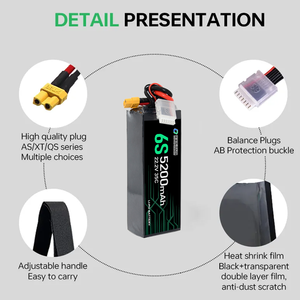 Qiqi Drone pin <span class=keywords><strong>lithium</strong></span> 6200mAh/5200mAh, hỗ trợ 3S/4S/6S 11.1V/14.8V/22.2V, cổ phiếu phong phú, vận chuyển nhanh. - Product Image 4
