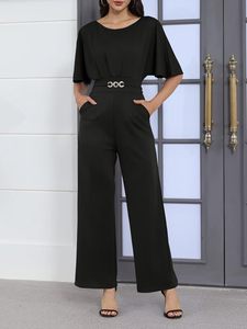 <span class=keywords><strong>Combinaison</strong></span> élégante Acelyn pour femme, sexy, <span class=keywords><strong>grande</strong></span> <span class=keywords><strong>taille</strong></span>, jambe large, manches bouffantes, pantalon au-dessus du genou, tenue de soirée une pièce - Product Image 3