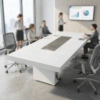 Table de réunion miniature personnalisée en Corian blanc pour 6 personnes