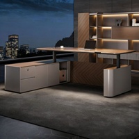 Chaise de bureau exécutive ergonomique moderne en forme de L, combinaison bureau en bois MDF avec rangement, logo personnalisé, hauteur réglable