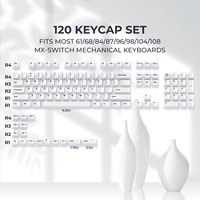 XVX Keycaps Pure White 120 touches, légendes gravées en haut, en céramique, pour claviers à interrupteurs magnétiques, idéal pour un cadeau