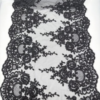 Tissu en dentelle cordonnée florale brodée fantastique de 34 cm avec sequins pour vêtements LT2919B