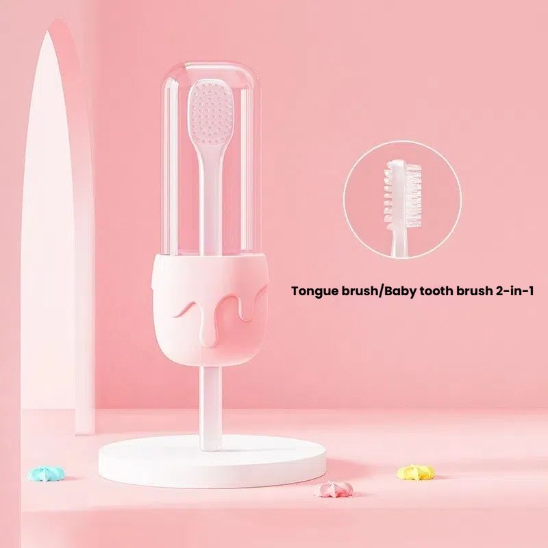 Brosse à dents rose pour bébé