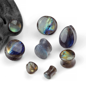 Runde Stein Plugs Gauges Ohrringe für Damen und Herren, Mehrfarbige Ohr-Plugs, Flesh Tunnel Piercing Expander, Ohrdehner Körperschmuck - Product Image 4