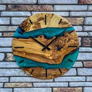 Elegant Resin And Wooden <b>Wall</b> <b>Clock</b> Handmade Durable Functional Stylish And Decorative Perfect For Living Room <b>Bedroom</b> - Product Image 6