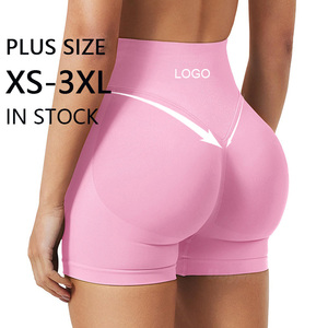 Pantalones Cortos de Yoga de <span class=keywords><strong>Cintura</strong></span> Alta Sin Costuras <span class=keywords><strong>para</strong></span> Mujer, Tallas Grandes, Efecto Push-Up, <span class=keywords><strong>para</strong></span> Deporte, Correr, Gimnasio, Fitness, XS-3XL, Logotipo Personalizado - Product Image 1