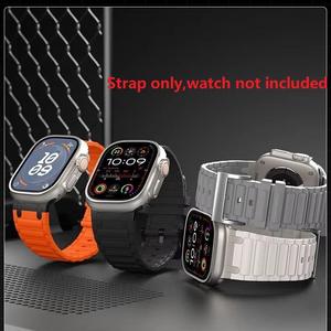 สายนาฬิกาซิลิโคนขายส่งสำหรับ Apple Watch Ultra 49 มม. SE 44 มม. Series 10/11 46 มม. หัวเข็มขัดสแตนเลสแบบสปอร์ต - Product Image 1