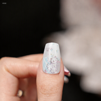 Faux ongles à presser Baby Blue Sheep Story, courts et effilés, motif écossais avec nœud, style Sweet Girl, faits main