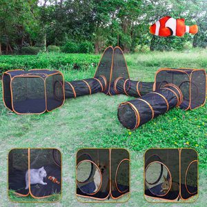 Vendita all'ingrosso della fabbrica Custom 4-In-1 6-In-1 per animali domestici per esterni box per gatti tenda tenda con tunnel per gatti tenda portatile per animali domestici - Product Image 1