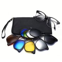 Lunettes de soleil rétro magnétiques semi-métalliques pour hommes, 5 verres UV400, 5-en-1, en TR90, avec clip solaire amovible – Vente en gros