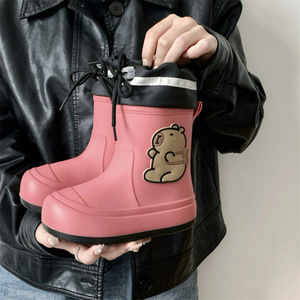 Bottes <span class=keywords><strong>de</strong></span> <span class=keywords><strong>pluie</strong></span> Capibara - Bottes courtes imperméables antidérapantes pour femmes, mignonnes pour les étudiantes, pour un port extérieur tendance - Product Image 4
