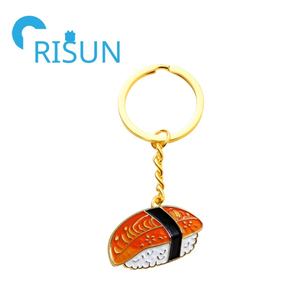 พวงกุญแจโลหะเคลือบลายอาหารญี่ปุ่นฮอกกิไก แซลมอน ซูชิ แบบกำหนดเอง พวงกุญแจ<span class=keywords><strong>อาหาร</strong></span>แสนอร่อย ซูชิโรล - Product Image 3
