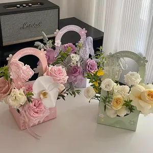 5 pezzi scatola portatile con motivo a fiore piccolo, decorazione floreale, confezione regalo per feste, portatile