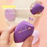 Ensemble d'éponges de maquillage et de fond de teint pour le visage en poils synthétiques avec éponge à tête ronde, boîte de rangement pratique pour les voyages