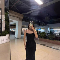 Robe de soirée d'hiver noire à strass, luxueuse et haut de gamme, longue et sexy, qui flattera la silhouette, idéale pour les banquets et les anniversaires