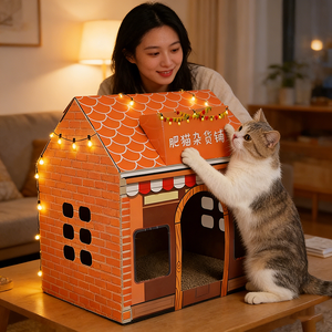 Katzenhaus für Innenbereich aus Papier, Katzenkäfig für Innenbereich, All-in-One Katzenhaus mit Käfig, Sicheres Gehäuse für Haustiere im Innenbereich - Product Image 1